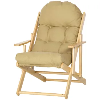 HOMCOM Scaun Pliabil pentru Living cu Brate si Perna Captusita, 71x89x96 cm, Maro Deschis | Aosom Romania imagine