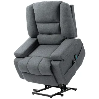 HOMCOM Scaun Rabatabil, Canapea cu Masaj prin Vibratii si Caldura, Scaun de Ridicare cu Telecomanda, 97x90x102 cm, Gri imagine