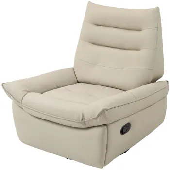 HOMCOM Scaun Reclinabil Manual Relaxant cu Suport pentru Picioare si Baza Pivotanta Fara Brate, Crem | Aosom Romania imagine