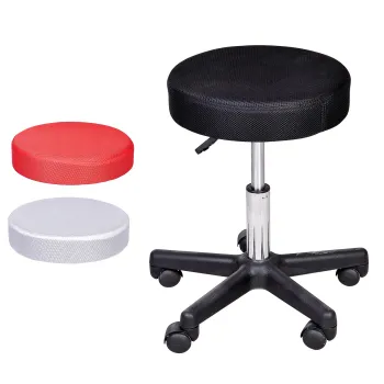 HomCom Scaun Rotativ din material tricotat Inaltime Reglabila, Negru/rosu/alb imagine