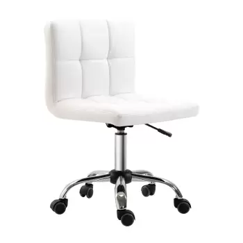 HomCom scaun rotativ din piele sintetica, 46x51x76-88cm, alb | Aosom Ro imagine