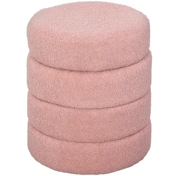 HOMCOM Scaun, rotund, fleece de teddy, pana la 120 kg, ?40x45 cm, Roz | Aosom Romania imagine