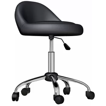 HOMCOM Scaun rulant pentru scalon din piele PU cu spatar, Scaun pentru salon cu inaltime reglabila, cu roti pentru saloane de infrumusetare, spa, studio de tatuaje, biroul de acasa, Negru imagine