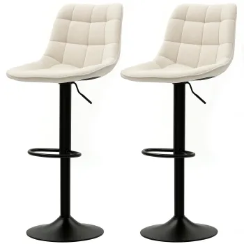 HOMCOM Scaune de bar moderne, Set de 2 scaune de bar pivotante cu spatar, reglabile in inaltime, cu suport pentru picioare, tapitate, Bej | Aosom Romania imagine