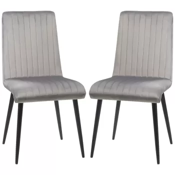 HOMCOM Scaune de Luat Masa Set de 2 Scaune de luat Masa, Scaune de Bucatarie Moderne din Tesatura de Catifea, Gri | AOSOM RO imagine