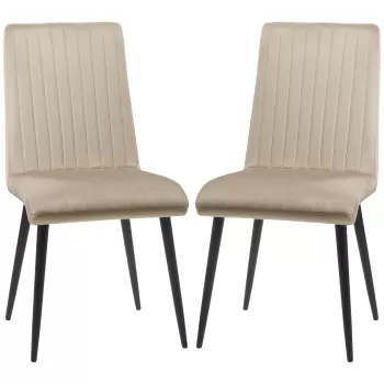 HOMCOM Scaune de Luat Masa Set de 2 Scaune de luat Masa, Scaune de Bucatarie Moderne din Tesatura de Catifea, Maro Deschis | AOSOM RO imagine