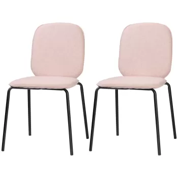 HOMCOM Scaune de masa tapitate Set de 2 scaune de bucatarie fara brate cu picioare din otel pentru living | AOSOM RO imagine