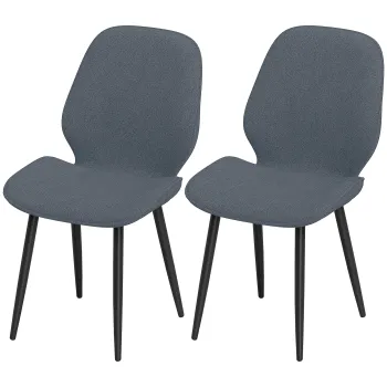 HOMCOM Scaune Tapitate Metalice, Gri Modern | Aosom Romania imagine