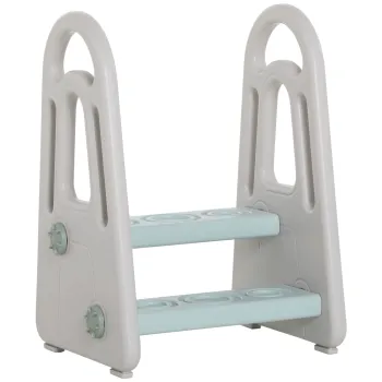 HOMCOM Scaunel cu 2 Trepte, Scara pentru Toaleta, Baie si Bucatarie pentru Copii de 2-5 Ani, 43,5x38,5x61 cm, Gri | Aosom Romania imagine
