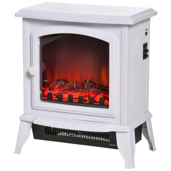 HOMCOM Semineu decorativ cu Termostat Reglabil si Protectie la Supraincalzire pentru Camere 20-25 m2 36,5x24x45,5 cm Alb | Aosom Romania imagine