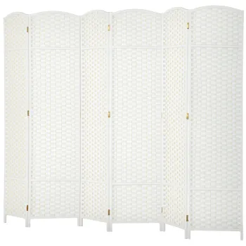 HOMCOM Separator de camera 6 parti pliabil perete de intimitate perete de separare pentru sufragerie dormitor birou acasa Alb | Aosom Romania imagine