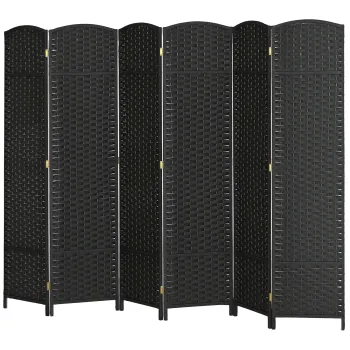 HOMCOM Separator de camera 6 piese, Protectie vizuala pliabila, Perete de protectie vizuala pentru sufragerie, dormitor, birou de acasa, Negru | Aosom Romania imagine