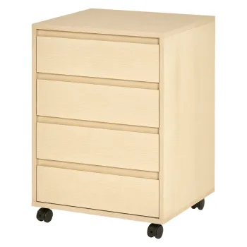 HOMCOM Sertar de birou depozitare birou pe roti 4 sertare glisante din lemn aspect natural de lemn | Aosom Romania imagine