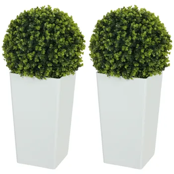 HOMCOM Set 2 bile artificiale eucalipt 65 cm planta artificiala cu protectie UV, 330 frunze in ghiveci, verde | Aosom Romania imagine