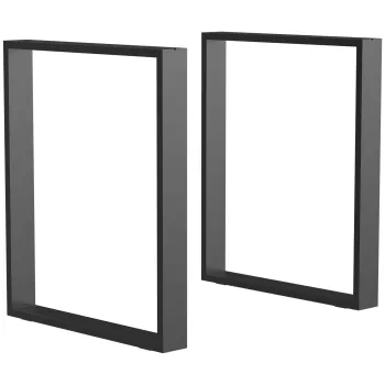 HOMCOM Set 2 Picioare de Masa Dreptunghiulare din Otel, 60x8x72 cm, Negru | Aosom Romania imagine