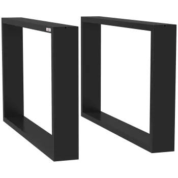 HOMCOM Set 2 Picioare de Masa Dreptunghiulare din Otel, 60x8x72 cm, Negru | Aosom Romania imagine