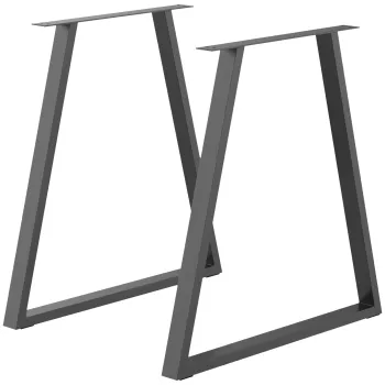 HOMCOM Set 2 Picioare de Masa Trapezoidale cu 6 Gauri si 12 Suruburi, 70x5x72 cm, Negru | Aosom Romania imagine