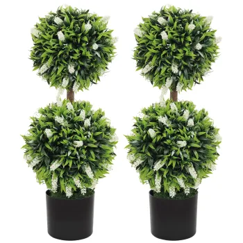 HOMCOM Set 2 plante artificiale, rezistente la UV, in ghiveci cu flori, 70 cm planta de interior pentru sufragerie, gradina | Aosom Romania imagine