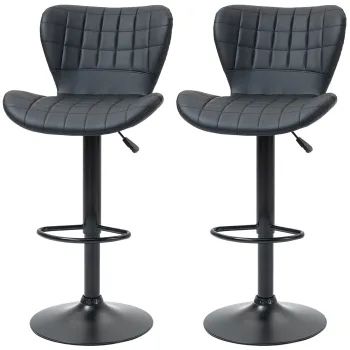 HOMCOM Set 2 scaune bar design retro 47 cm x 51,5 cm x 89-109 cm negru | Aosom Romania imagine