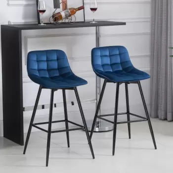 Homcom set 2 scaune bar, stil nordic, 45x47x88cm catifea | Aosom Ro imagine