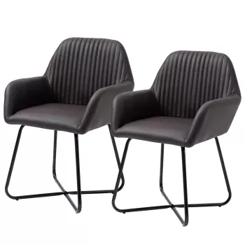 HomCom set 2 scaune cadru metalic X, 60x56.5x85cm, maro | AOSOM RO imagine