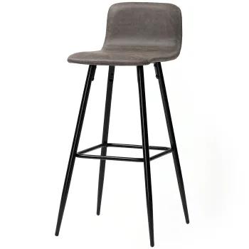 HOMCOM Set 2 Scaune de Bar cu Spatar si Suport pentru Picioare din PU si Otel Maro | Aosom Romania imagine