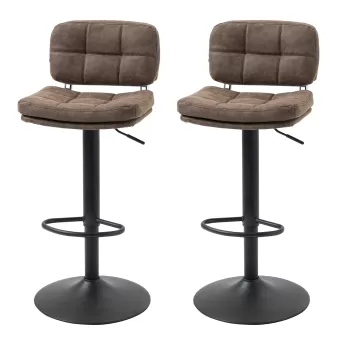 HOMCOM Set 2 Scaune de Bar Pivotante cu Inaltime Reglabila, din Imitatie de Piele Maro si Tapitate, 41,5x45x85-107cm, Negru imagine