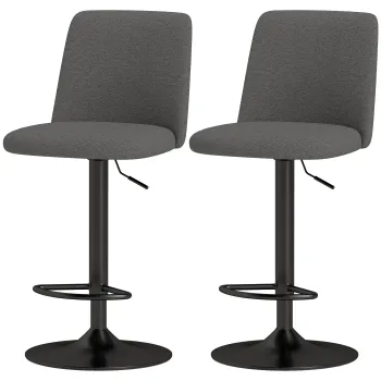 HOMCOM Set 2 Scaune de Bar Pivotante cu Inaltime Reglabila Gri Inchis | Aosom Romania imagine