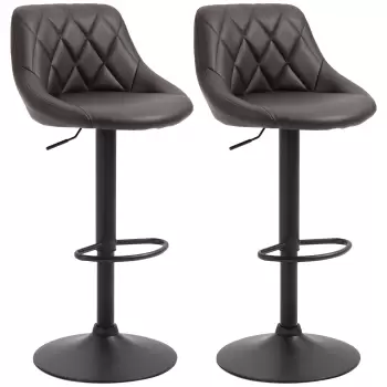 HomCom set 2 scaune de bar, reglabile, imitatie de piele maro | AOSOM RO imagine