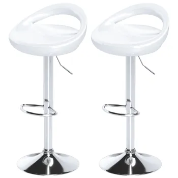 HOMCOM Set 2 Scaune de Bar Rotative cu Suport pentru Picioare si Inaltime Reglabila, 46x41x76-96 cm, Alb | Aosom Romania imagine
