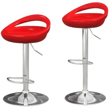HOMCOM Set 2 Scaune de Bar Rotative cu Suport pentru Picioare si Inaltime Reglabila, 46x41x76-96 cm, Rosu | Aosom Romania imagine
