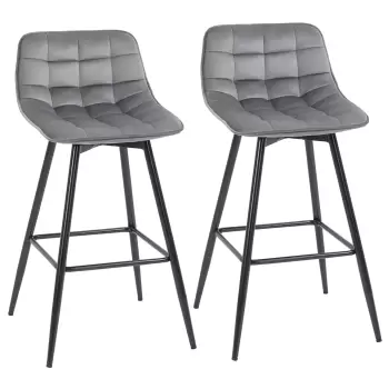 HomCom set 2 scaune de bar, stil nordic, 45x47x88 cm, gri | AOSOM RO imagine