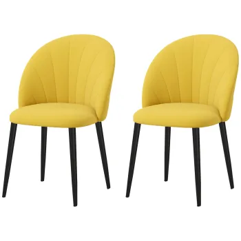 HOMCOM Set 2 Scaune de Sufragerie Tapitate cu Design Nordic si Ergonomic, 52x54x79 cm, Galben | Aosom Romania imagine