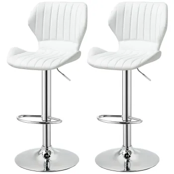 HOMCOM Set 2 Scaune Inalte cu Inaltime Reglabila, Sezut Ergonomic si Suport pentru Picioare, 47x51,5x113,5 cm, Alb | Aosom Romania imagine