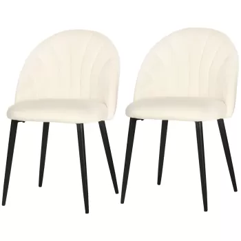 HOMCOM Set 2 scaune pentru camera de zi si sufragerie tapitate, cu design nordic si ergonomic, 52x54x79 cm | AOSOM RO imagine