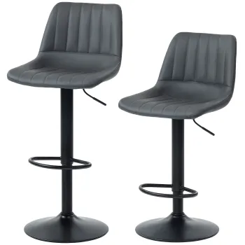 HOMCOM Set 2 taburete bar in design retro, cu suport pentru picioare, reglabil pe inaltime, 43 cm x49,5 cm x 111 cm | Aosom Romania imagine