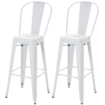 HOMCOM Set 2 Taburete de Bucatarie cu Spatar Detasabil si Reazem pentru Picioare, 44x49x116 cm, Rosu | Aosom Romania imagine