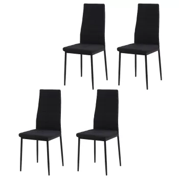 HOMCOM Set 4 scaune captusite pentru sufragerie, mobilier modern, scaun negru, scaun pentru bucatarie | AOSOM RO imagine