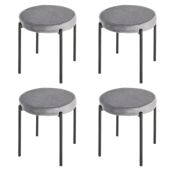 HOMCOM Set 4 Scaune pliante de masa cu sezut moale, aspect catifelat, scaun de bucatarie din catifea pentru bucatarie sufragerie din metal Gri 41,5 x 41,5 x 46 cm | Aosom Romania imagine