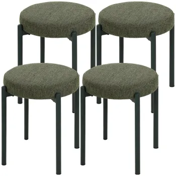 HOMCOM Set 4 taburete stivuibile cu picioare din otel, aspect de in, pentru sufragerie, living, bucatarie, Verde inchis | Aosom Romania imagine