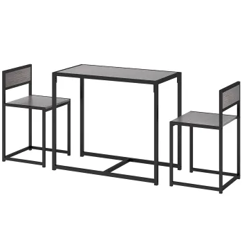 HOMCOM Set bar 3 piese, 2 scaune, 1 masa, 90 cm x 47 cm x 76 cm, Gri | Aosom Romania imagine