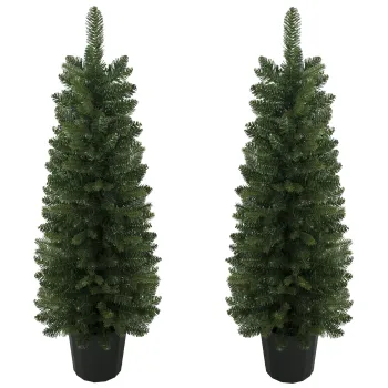 HOMCOM Set de 2 brazi artificiali, 120 cm, brad pentru intrare cu 170 varfuri de crengi, baza de ghiveci, verde | Aosom Romania imagine