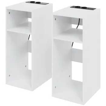 HOMCOM Set de 2 Masute de Cafea Moderne cu 2 Prize AC si 2 Porturi USB, Alb | Aosom Romania imagine