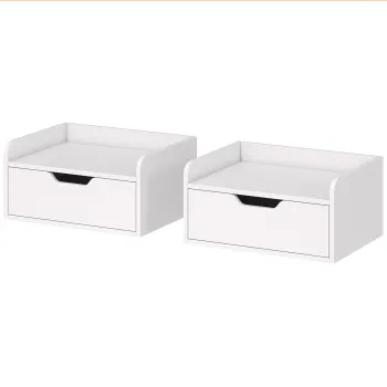 HOMCOM Set de 2 noptiere murale noptiere suspendate sertar polita aspect lemn dim. 40L x 30l x 19,5H cm | Aosom Romania imagine