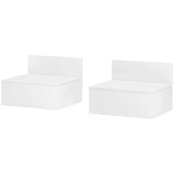 HOMCOM Set de 2 Noptiere Plutitoare Mesillas de Noche pentru Dormitor cu Sertar 43x36,5x30,5 cm Alb | Aosom Romania imagine