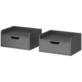 HOMCOM Set de 2 noptiere suspendate tables de nuit suspendues sertar blat aspect lemn dim. 40L x 30l x 19,5H cm | Aosom Romania imagine