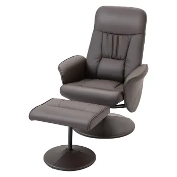 HOMCOM Set de 2 piese, fotoliu cu otomana, fotoliu relax cu otomana, reglabil pe inaltime, spatar inclinat, Maro | Aosom Romania imagine