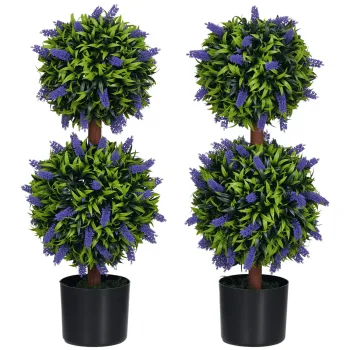 HOMCOM Set de 2 plante artificiale, planta artificiala rezistenta la UV in ghiveci, 70 cm planta de interior pentru camera de zi, gradina | Aosom Romania imagine