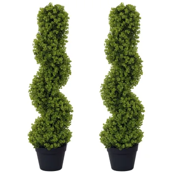 HOMCOM Set de 2 plante decorative, Plante artificiale in ghiveci, Plante artificiale pentru casa, interior, exterior, 90 cm, Verde | Aosom Romania imagine