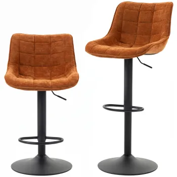 HOMCOM Set de 2 Scaune de Bar, Baza din Metal, Maro-Portocaliu | Aosom Romania imagine